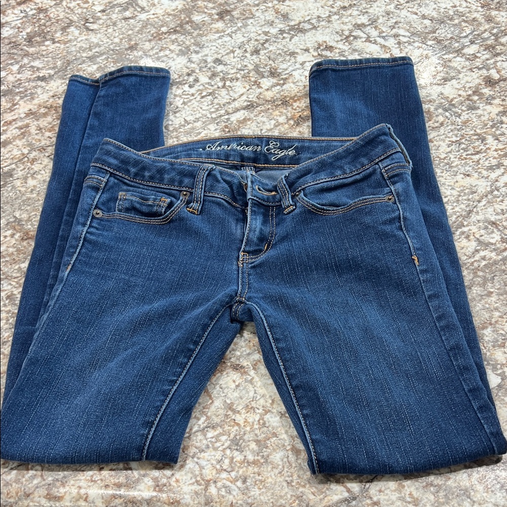 American Eagle Outfitters Women's Dark Blue Skinny Jeans